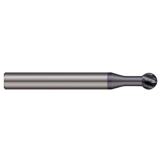 Picture of Harvey Tool 823293-C6 .093Dx270 Hard UNDERCut L RCH 4FL NANo End Mill Standard Flute Standard Helix Carbide AlTiN Single End Ball NoseBall 270°